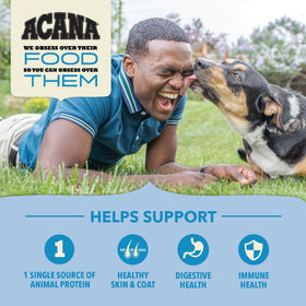 Serving bowl with ACANA Wholesome Grains Duck & Pumpkin dry dog food