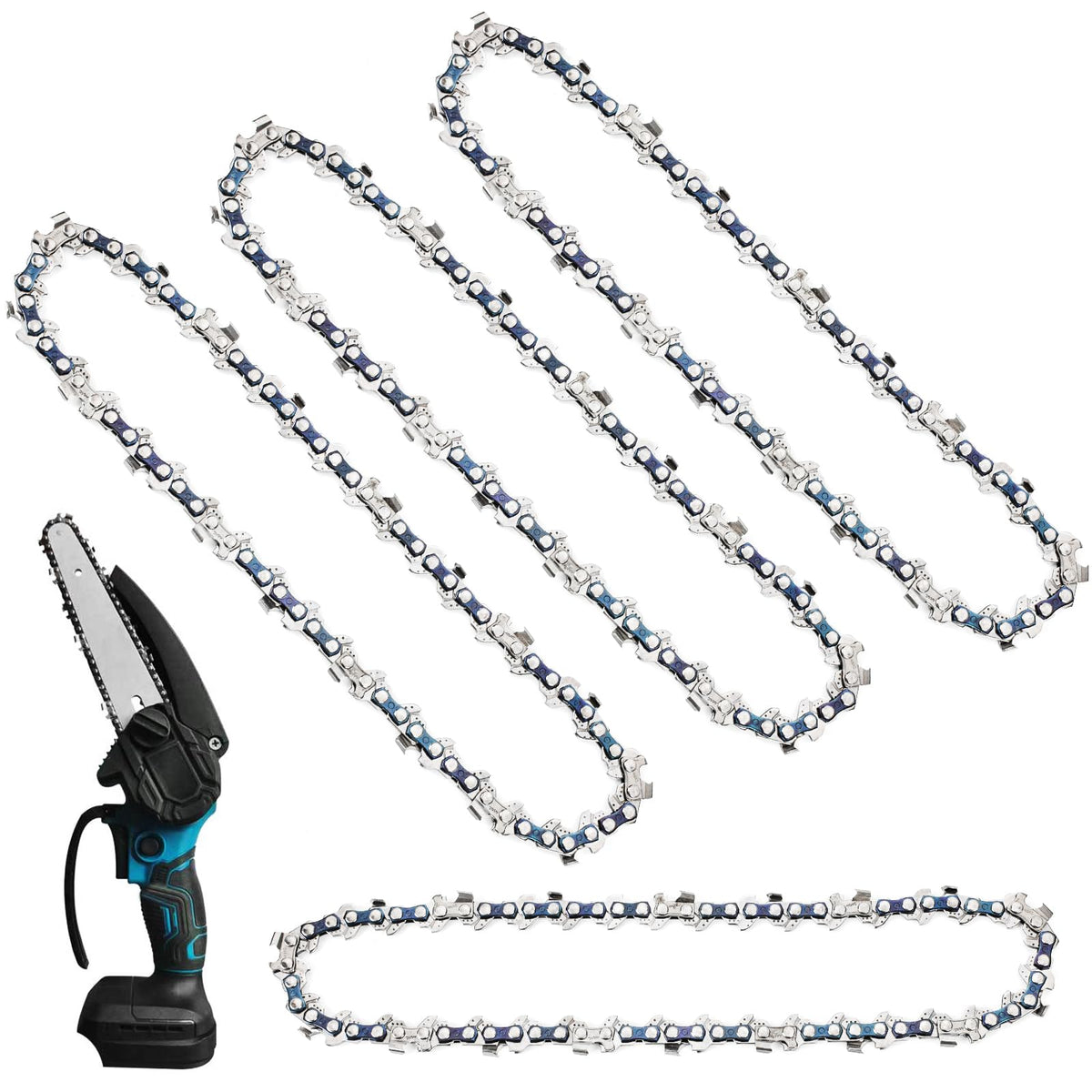 AccEncyc 6-Inch Mini Chainsaw Chain replacement with 37 drive links for smoother garden cuts.