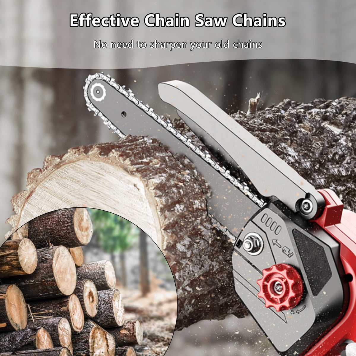AccEncyc universal-fit replacement chain for various 6-inch mini chainsaws, including Seesii.