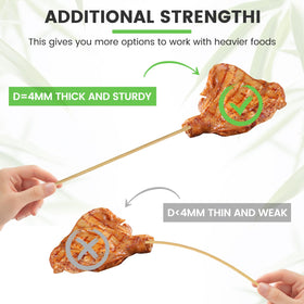 Accesfire heavy-duty bamboo skewers resist bending for heavier foods