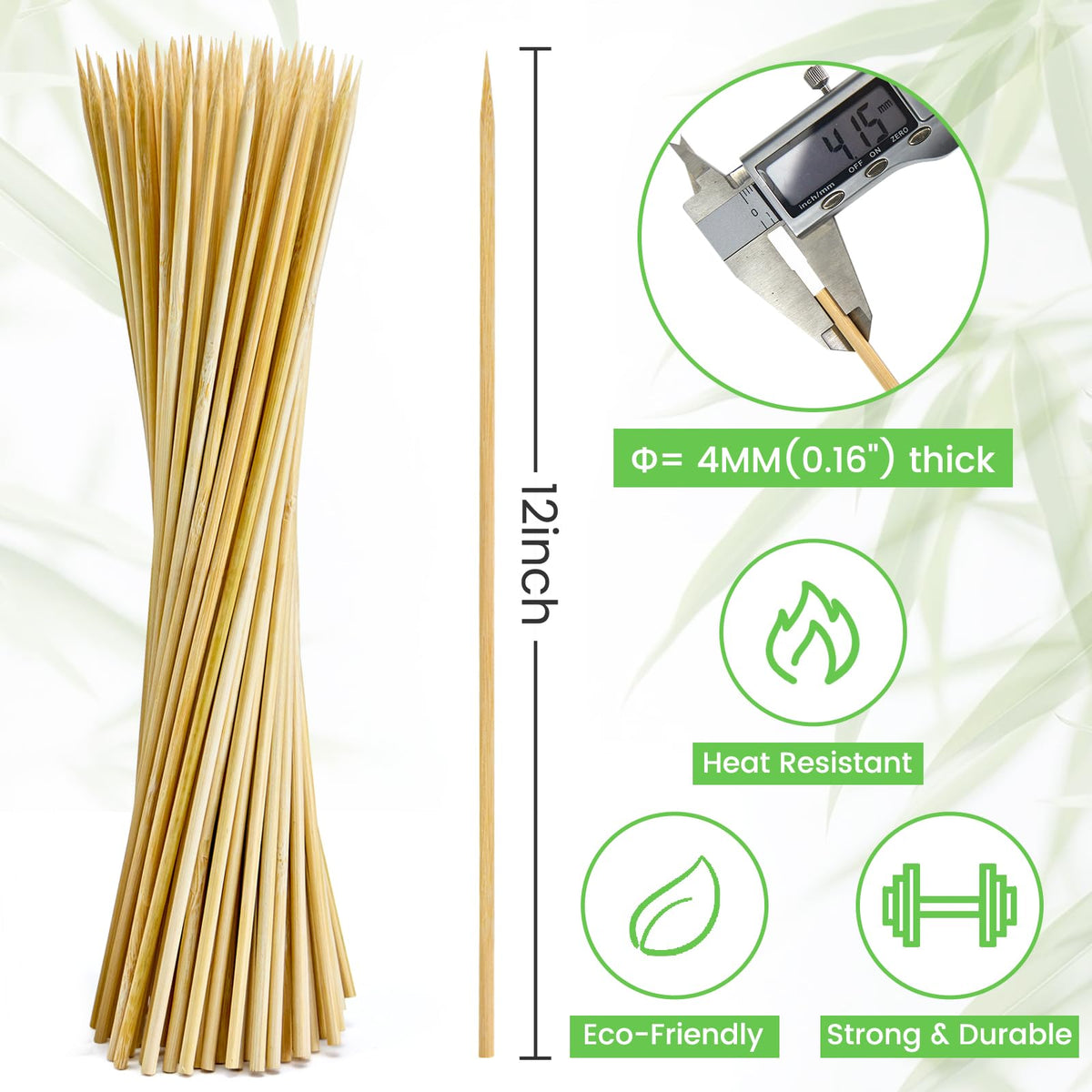 Accesfire skewers with smooth finish prevent splinters during handling and cooking