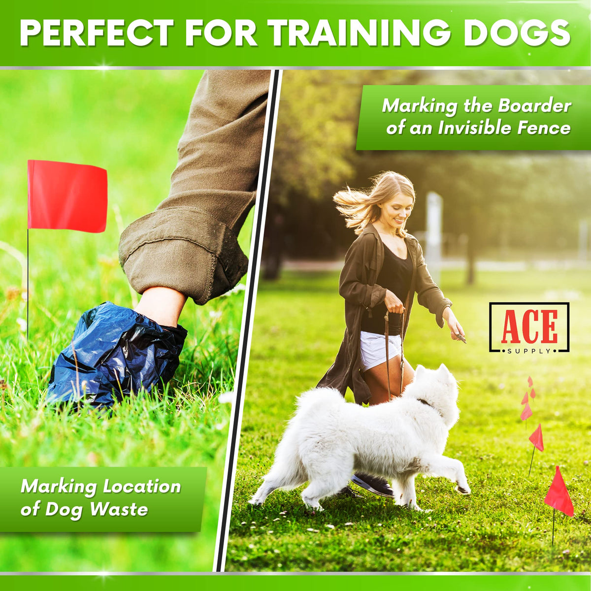 ACE Supply dog fence boundary flags orange flag markers help train and enclose safe zones