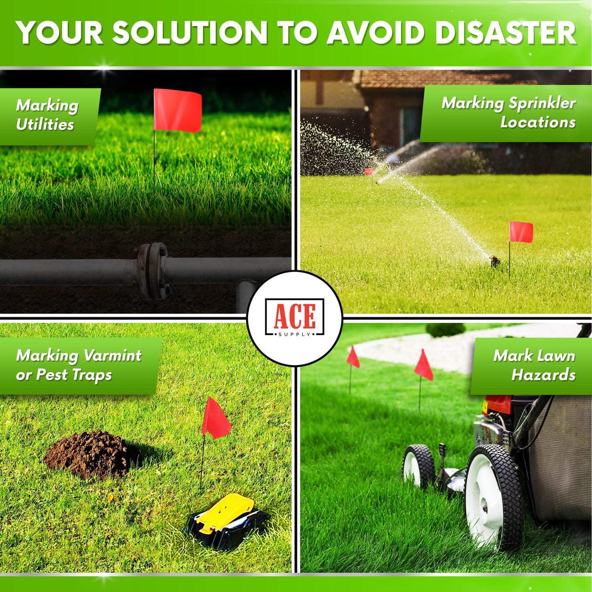ACE Supply landscape orange marker flag for garden planning readability.