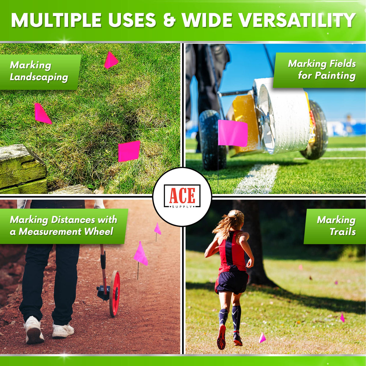 ACE Supply pink survey flags for precise site marking