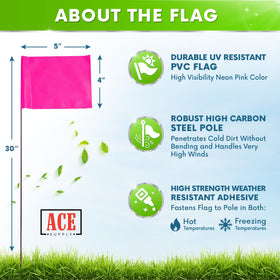 ACE Supply pink yard markers set 4x5x30 inches marking landscape plans