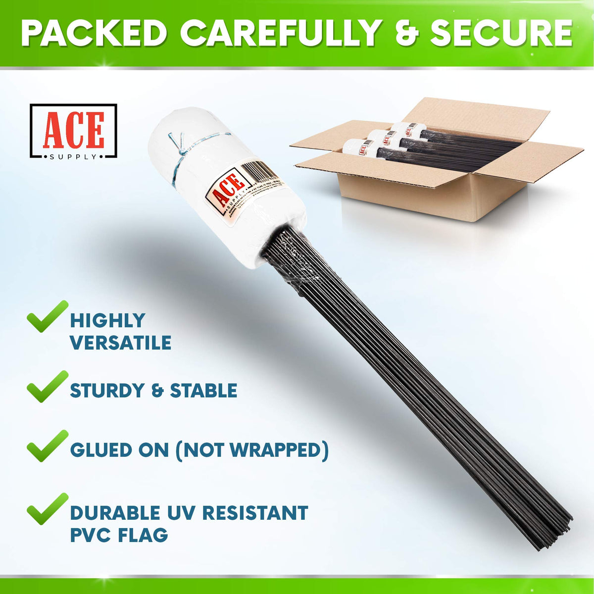 ACE Supply landscape markers use high-visibility flags for precise garden planning.