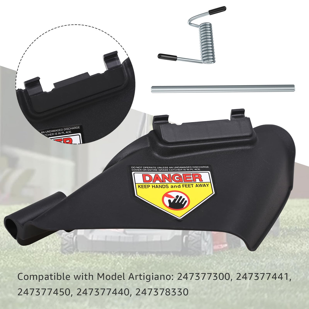 ACEANEA side discharge chute in use on a mower for efficient debris management