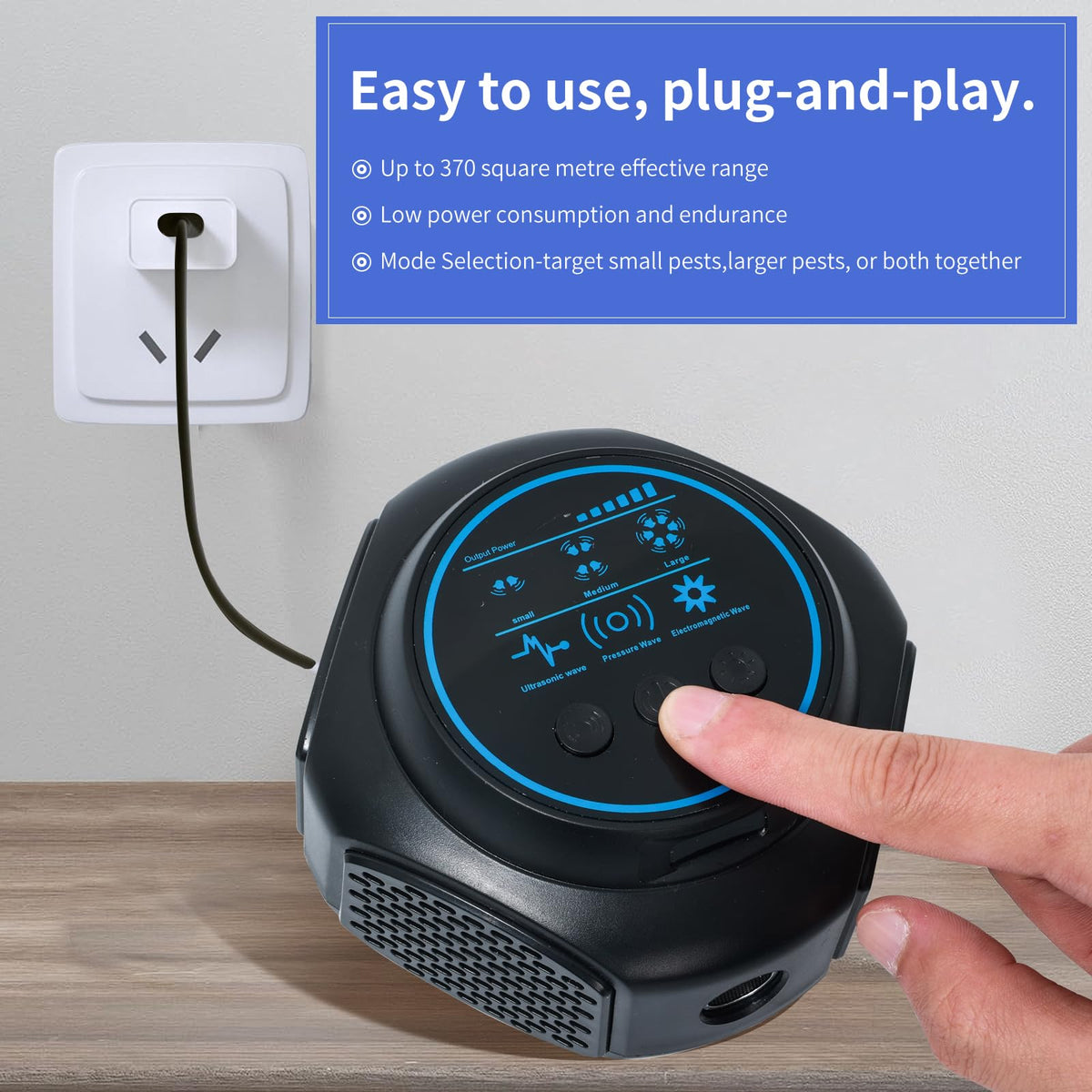 ACEBINTE Pest Repeller on outlet demonstrates easy plug-and-play setup