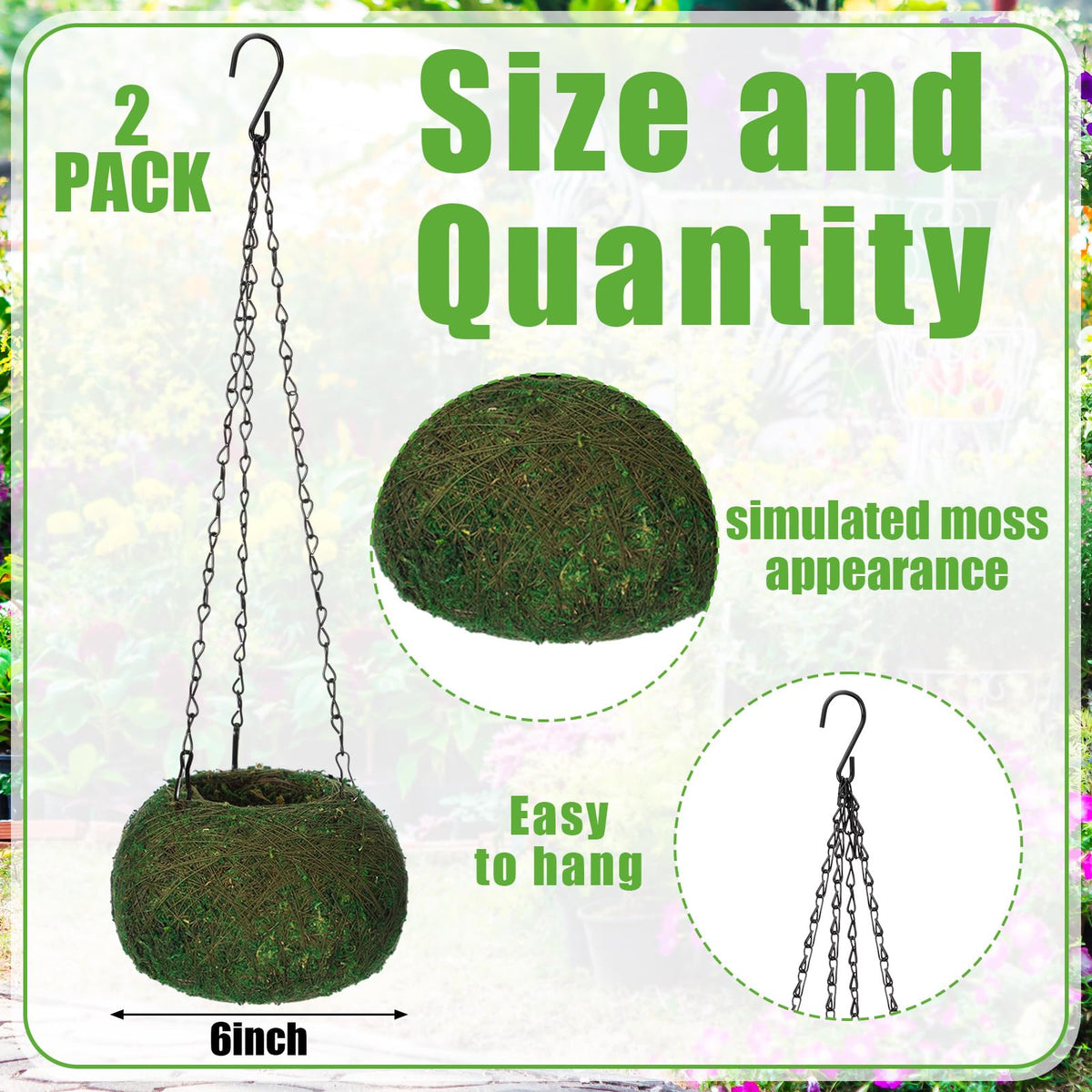 Acellegic green moss woven hanging pot, adds natural texture to balconies