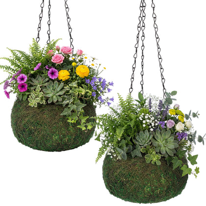 Acellegic kokedama moss ball hanging pot, compact 6-inch planter for indoor spaces