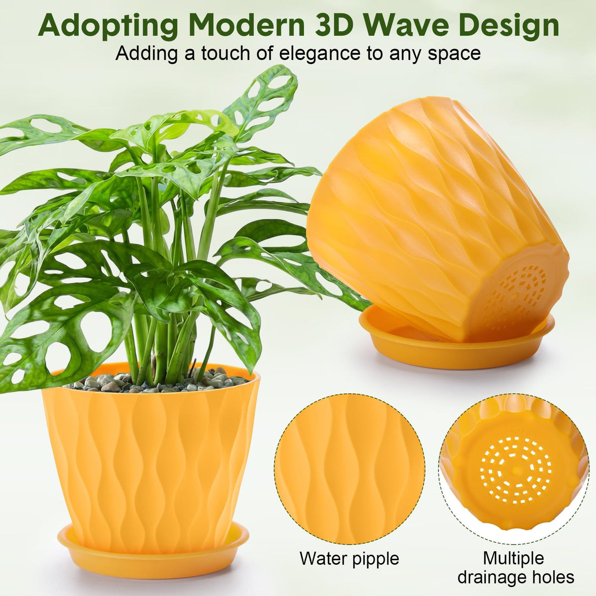 Acellegic pot with matching saucer for tidy, spill-free watering.