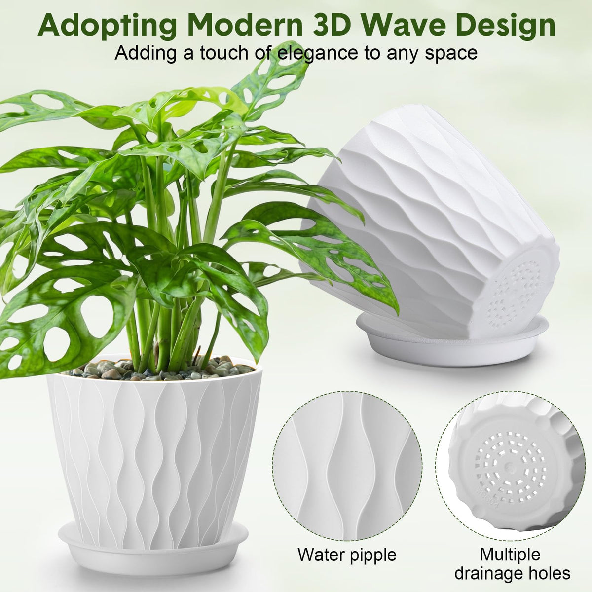 Acellegic durable lightweight plastic pot suitable for indoor and outdoor use