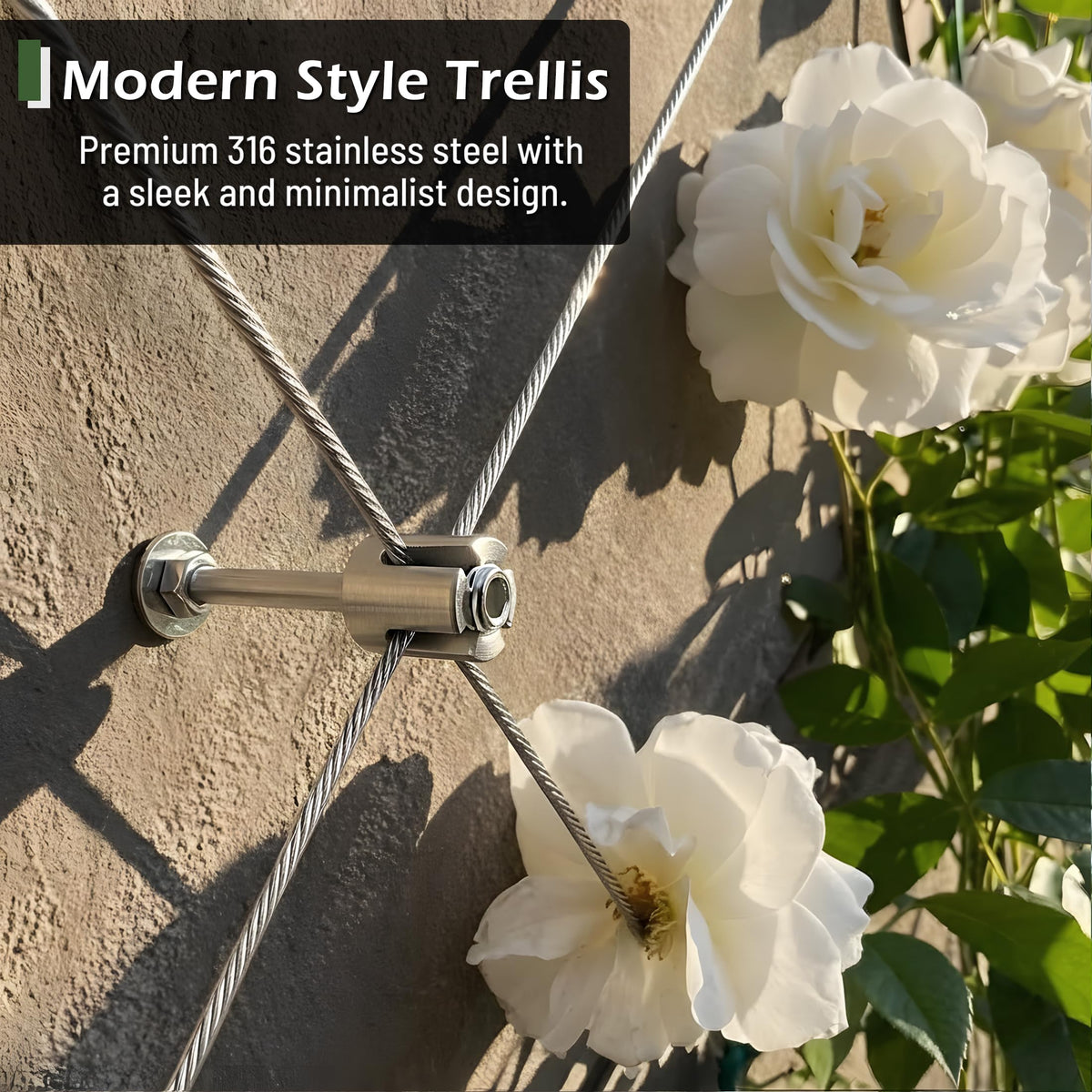 Acemaker 12-set trellis kit with cable close-up for outdoor use
