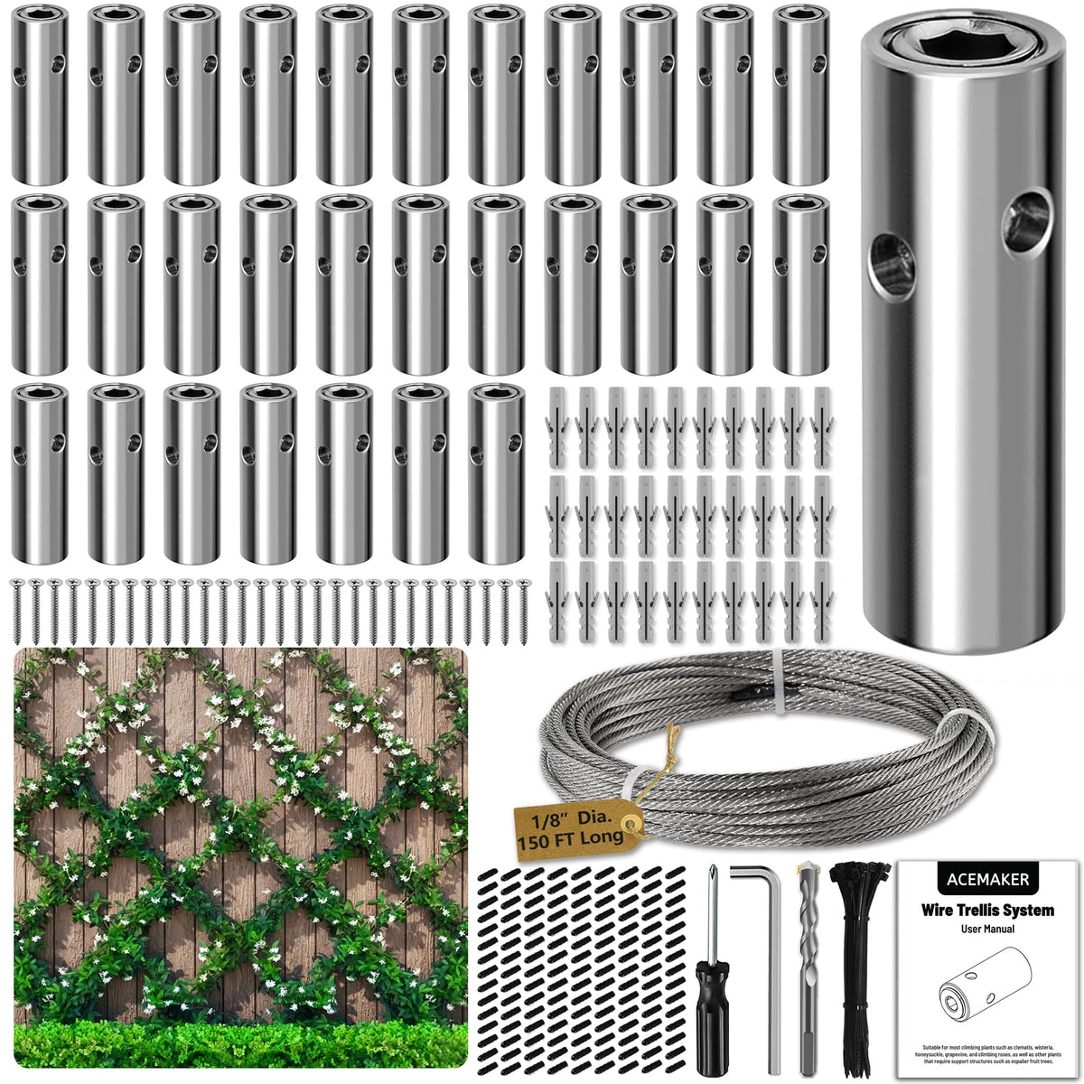 Acemaker wire trellis kit installation for vertical climbing plants