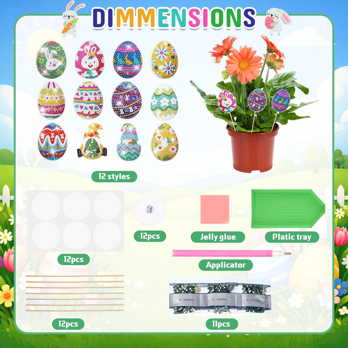AceOrbit bunny design diamond canvas for festive yard decor.