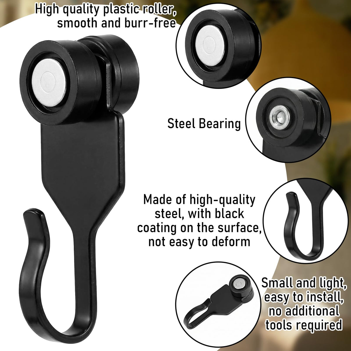 AceOrbit electroplated iron hook bodies provide durable outdoor performance.