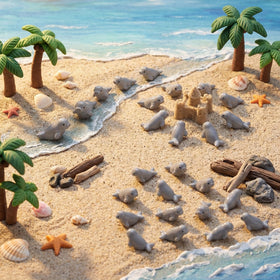AceOrbit ocean-themed desk decor with tiny manatees