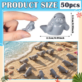 AceOrbit resin manatee sculptures in grayish white for shelves