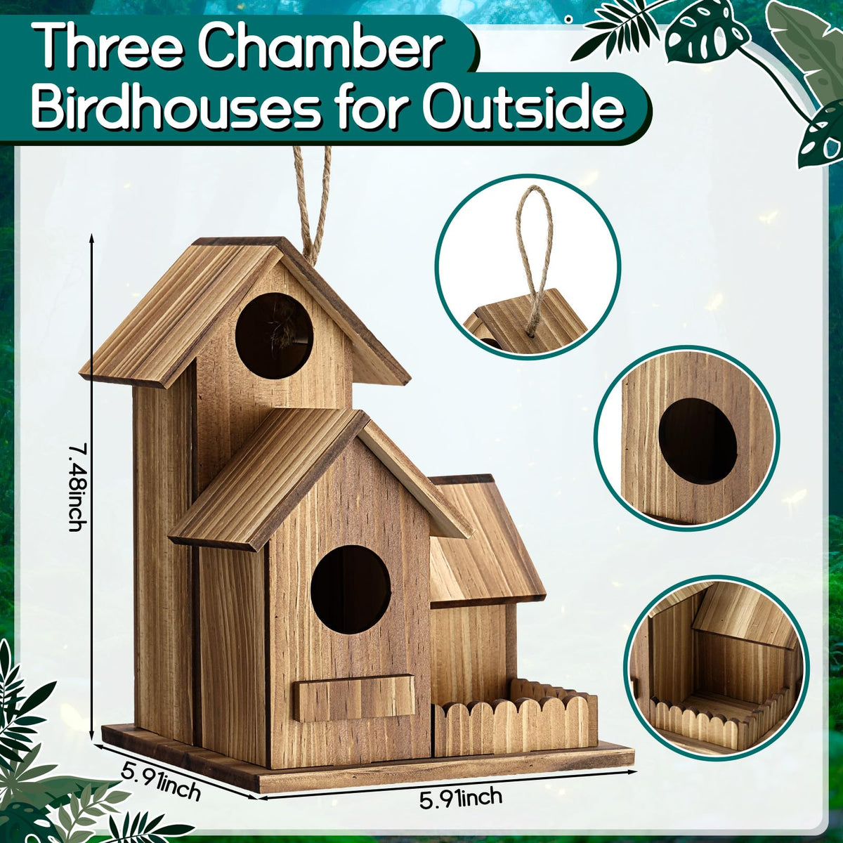 AceOrbit weather-resistant wooden bird house designed for outdoor durability.