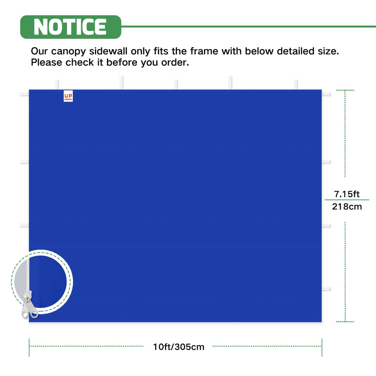 Acepic blue sidewall rolled for storage and easy transport.