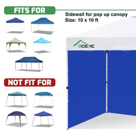 Acepic sidewall attachment using velcro and zippers for quick setup.