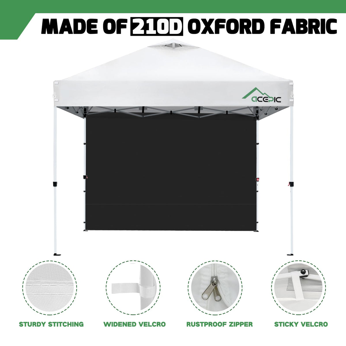 Acepic three piece sidewalls set supports flexible 10x10 configurations