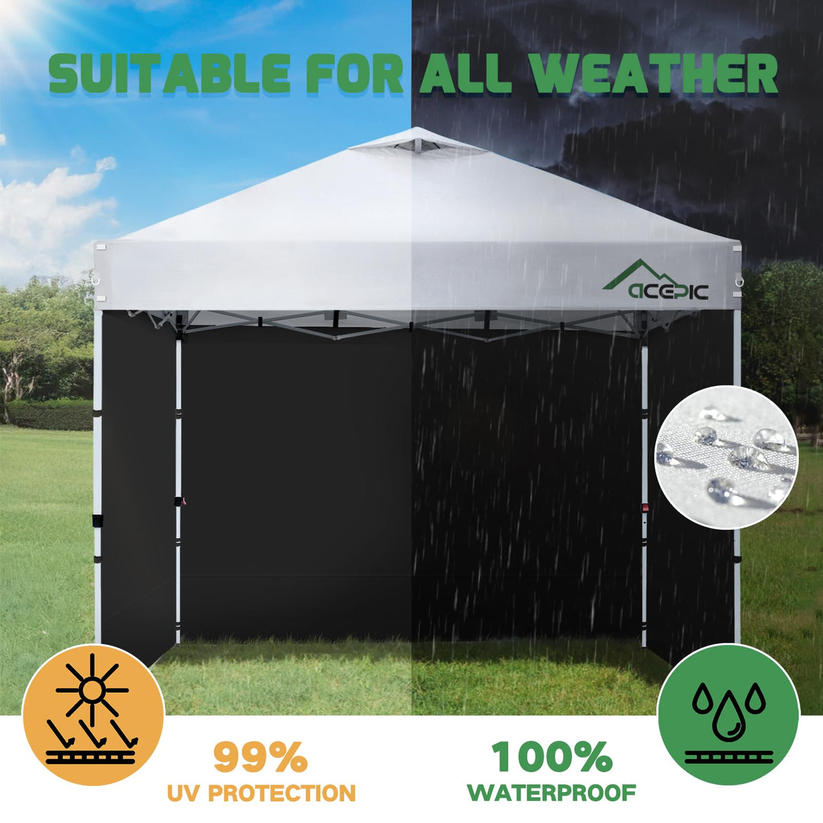 Acepic velcro and zipper attachment ensures quick canopy mounting