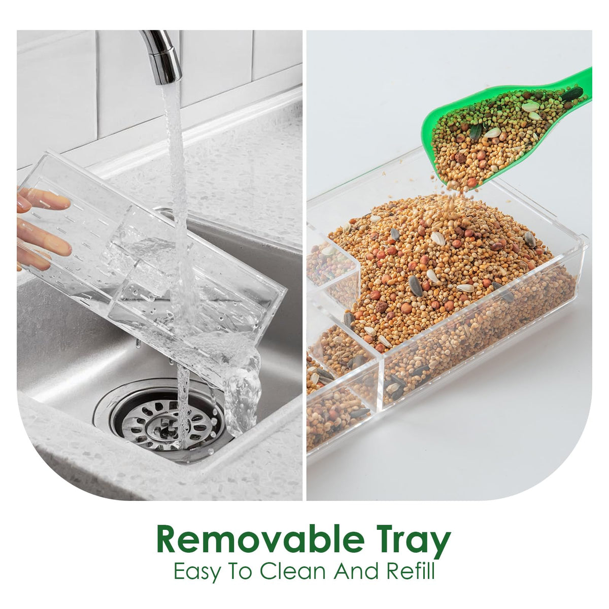 ACEROMT transparent feeder attracts cardinals, finches, bluebirds and more