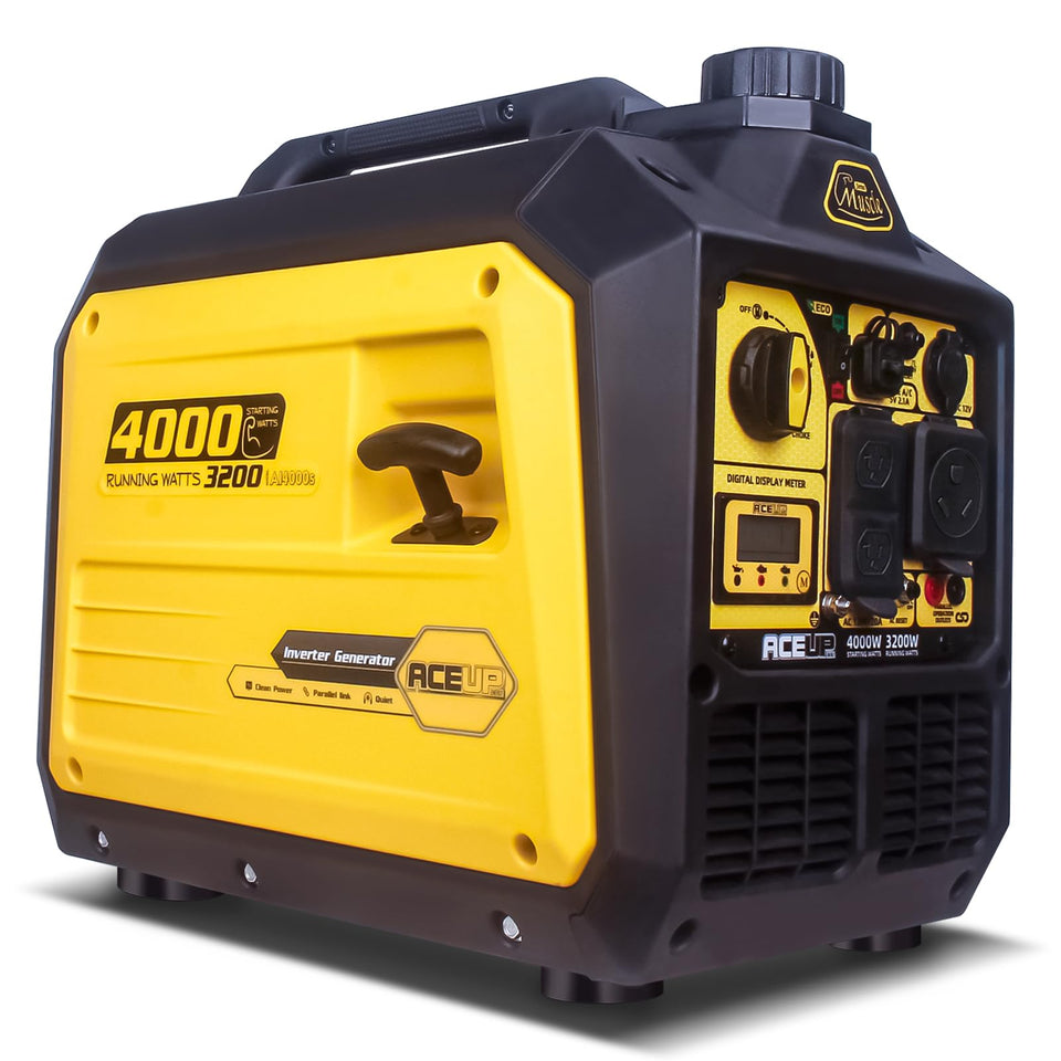 Aceup Energy 4000W inverter generator side view for portable home backup power.