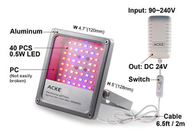 ACKE LED grow light with 2700K white glow for plant warmth