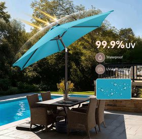AckMizz aqua blue tilt button adjusts shade direction from seating area