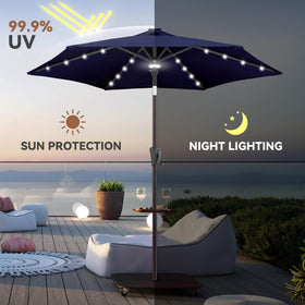 AckMizz solar umbrella UV-block fabric provides shade and sun protection.