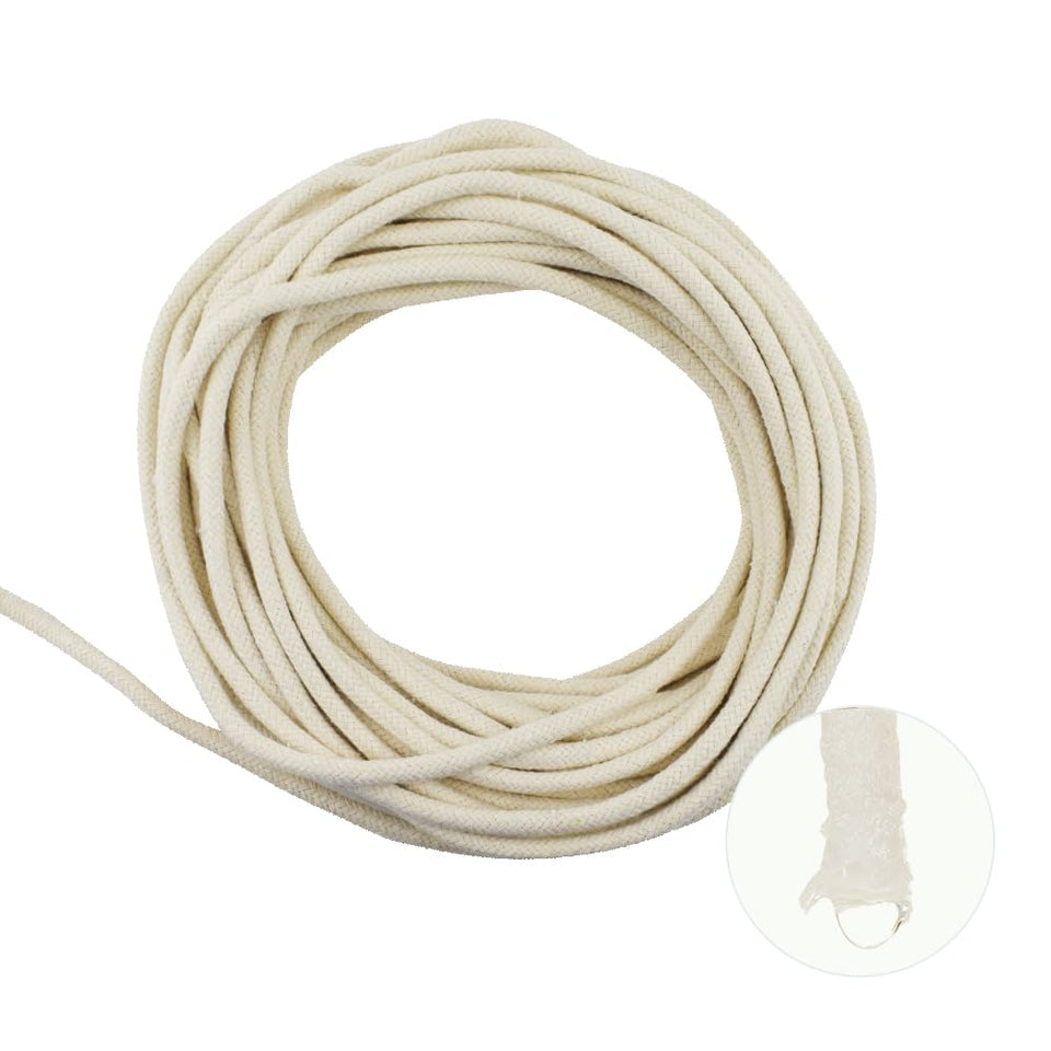Acoeitl self-watering wick close-up shows natural cotton fibers delivering steady moisture.