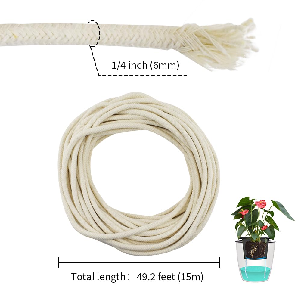 Acoeitl wick setup demonstrates cutting to length for plant care.