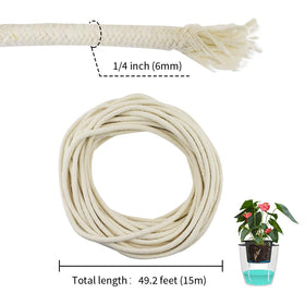 Acoeitl wick setup demonstrates cutting to length for plant care.