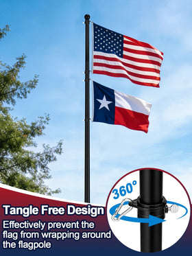 Acostop 360-degree rotation rings allow untangled flag movement