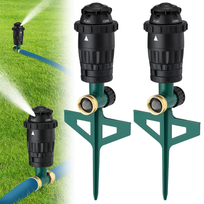 Acostop adjustable sprinkler with arc coverage up to 50 feet for even lawn watering.