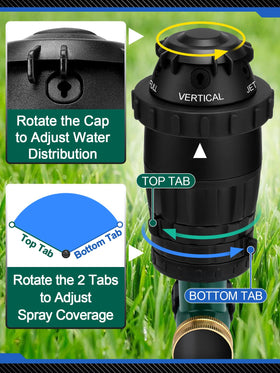 Acostop arc adjustable from 25 to 360 degrees for lawn customization.
