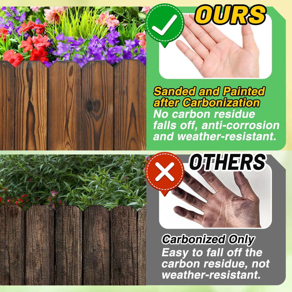 Acostop dark carbonized pine finish enhances outdoor aesthetics and resilience.