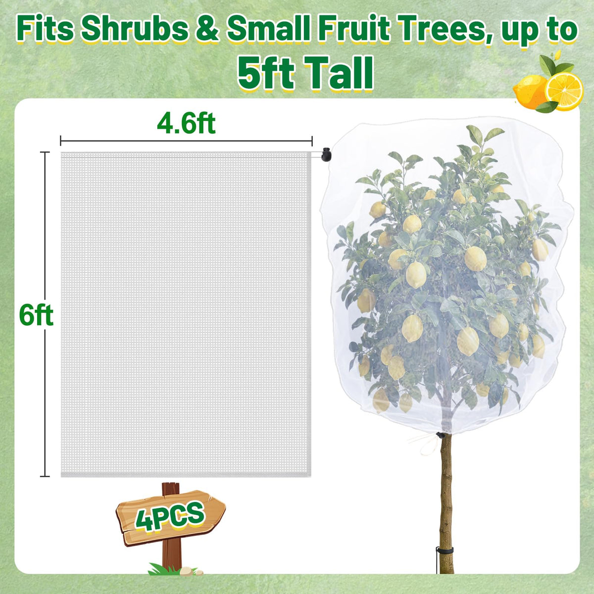 Acostop lemon-orange protective netting covers trees without blocking sunlight
