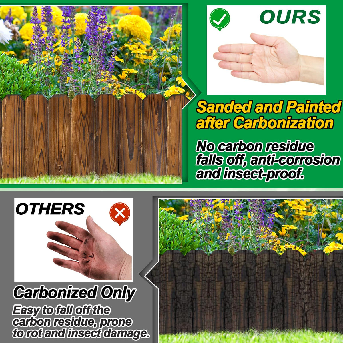 Acostop pine landscape border showcases flexible edge for curved garden shapes