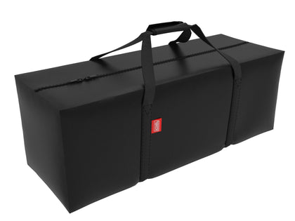 ACOVERITT outdoor cushion storage bag showing interior capacity for cushions up to 50x13x20 inches.