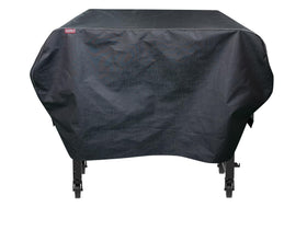 Acoveritt RPET cover on a flat griddle with hood and side shelf, weather protection