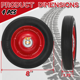 Acshio 8in solid rubber wheel with ball bearing for smooth rolling.