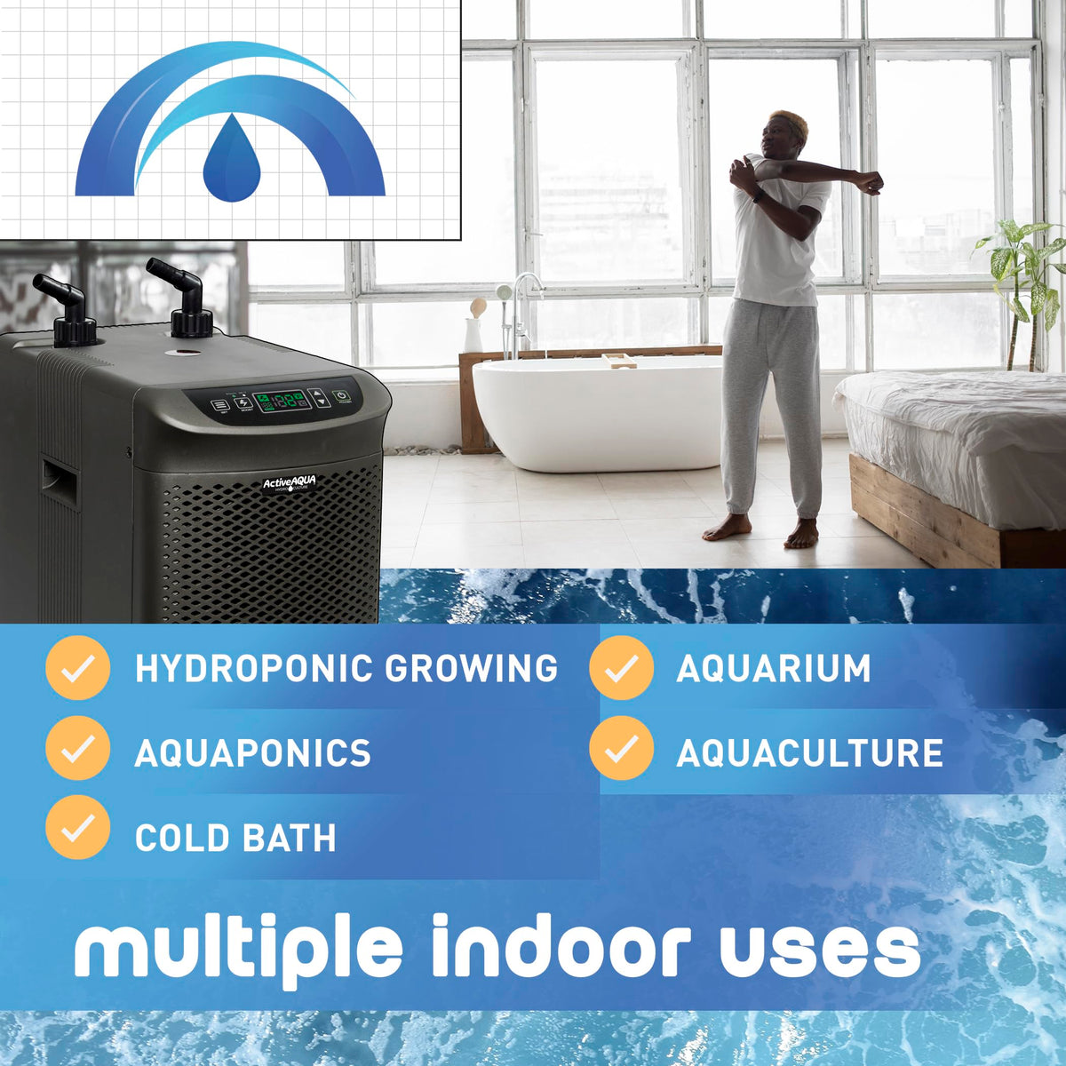 Active Aqua hydroponics setup maintains root zone temperature.