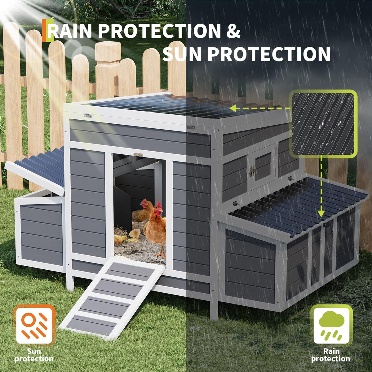 ActiveTrail 56 inch coop metal mesh windows promote airflow.