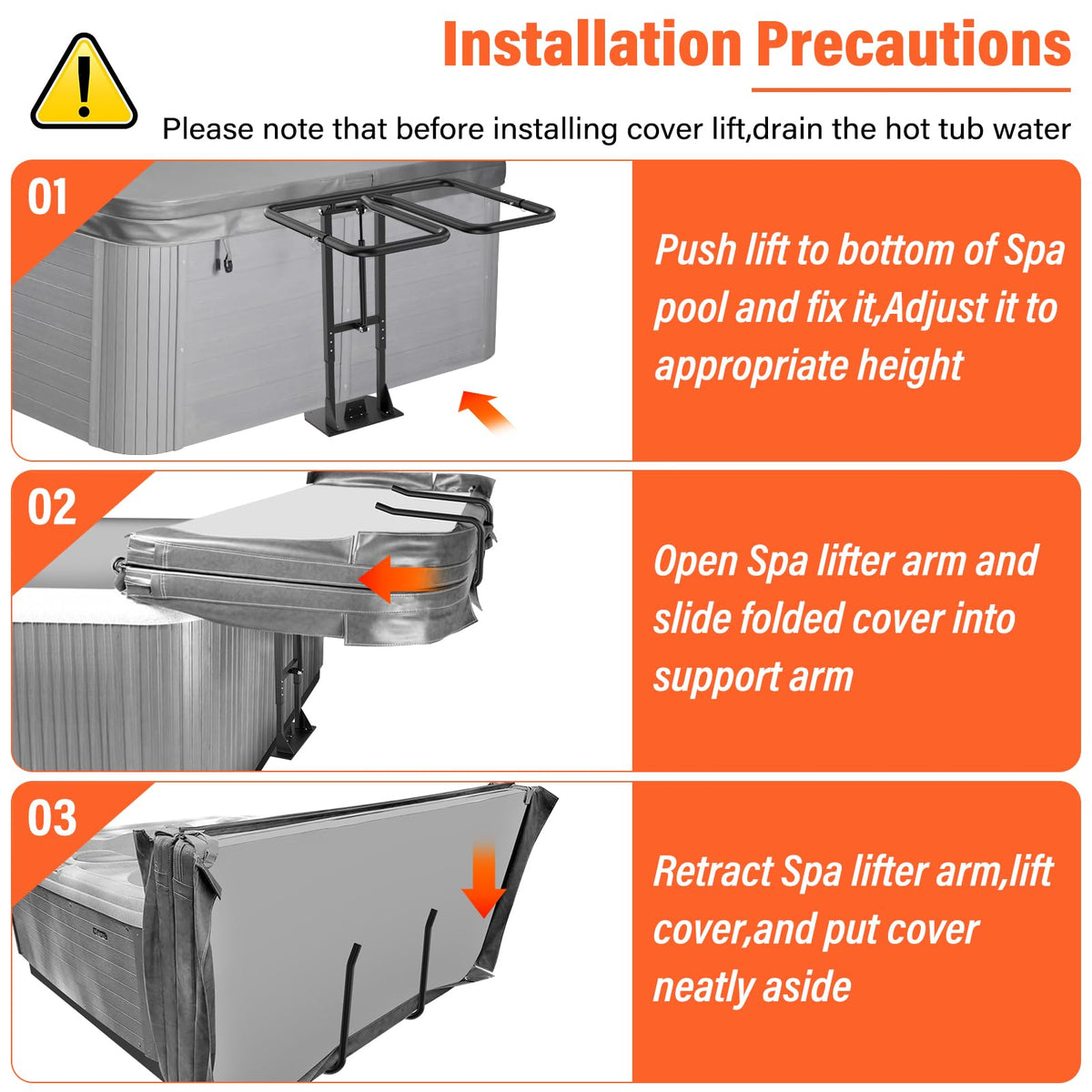 ACTREY reinforced brackets provide durability and protect the spa area