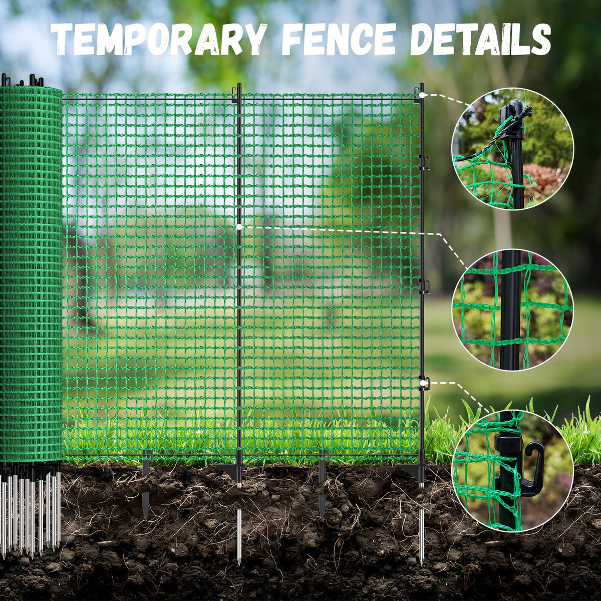 ACTREY ground anchors secure the fence in varied soil.
