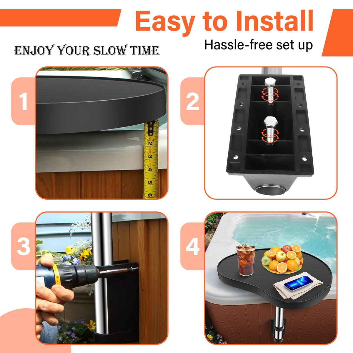 ACTREY hot tub tray large capacity fits snacks and devices.