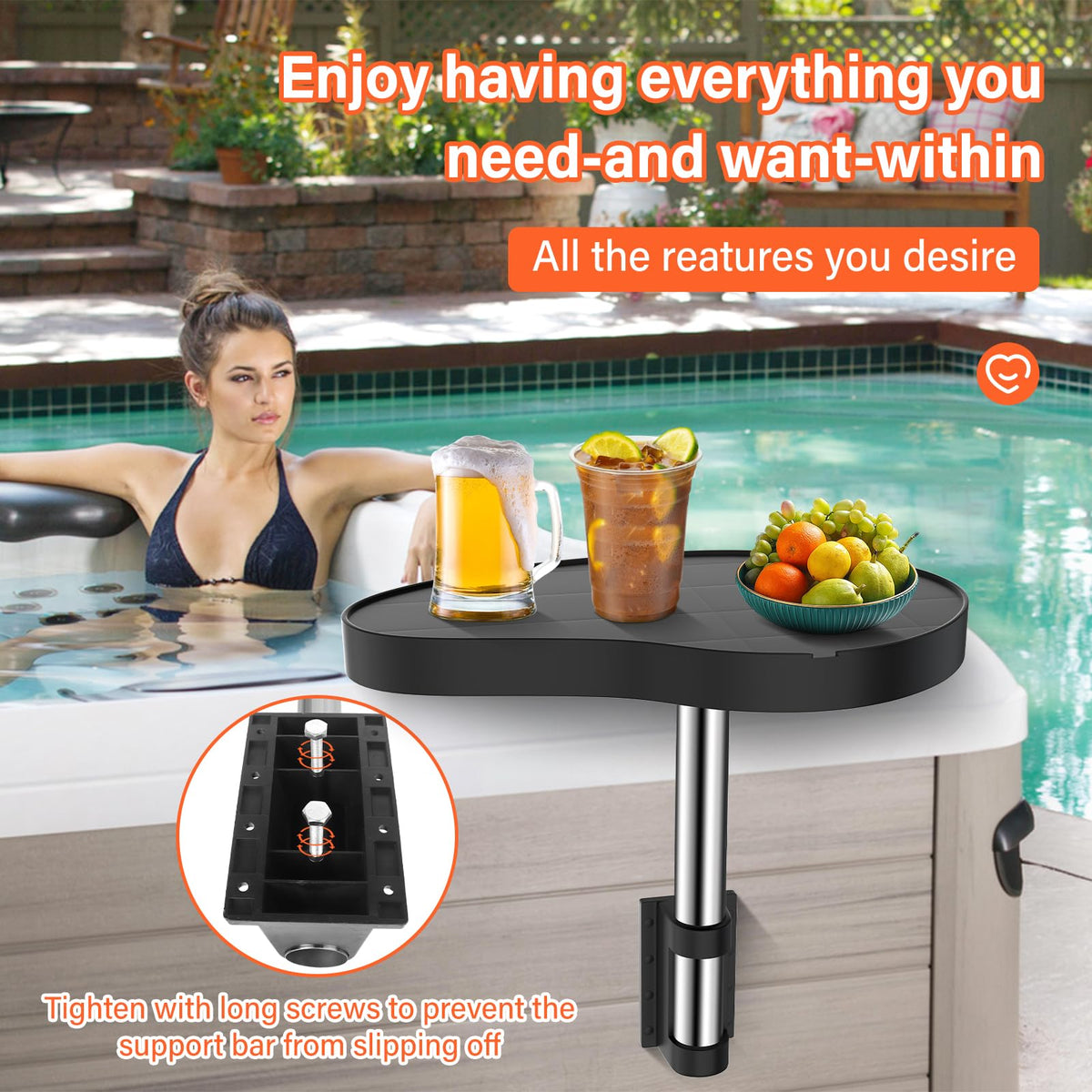 ACTREY spa tray non-slip top prevents spills during soaks.